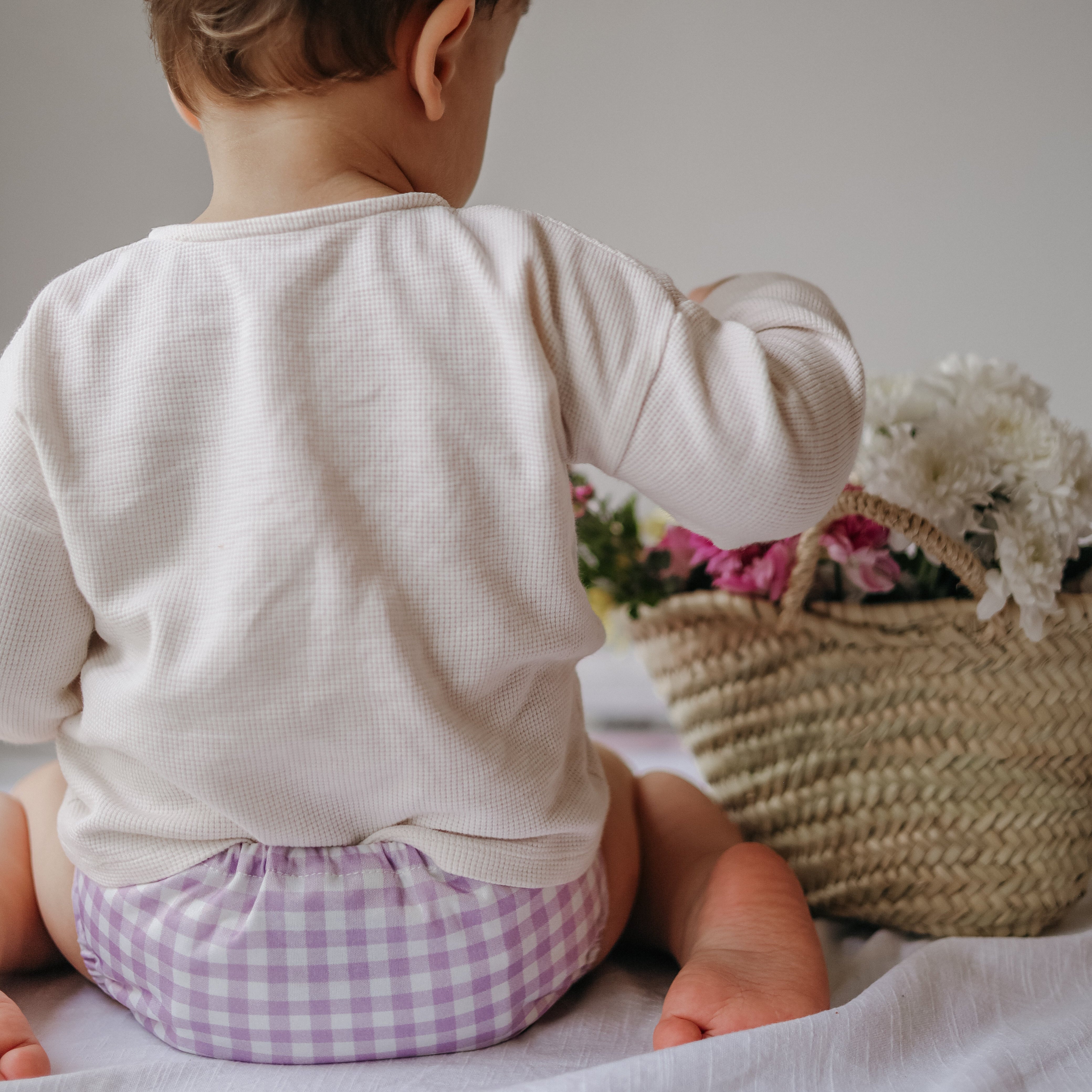 Lilac Gingham Reusable Nappy