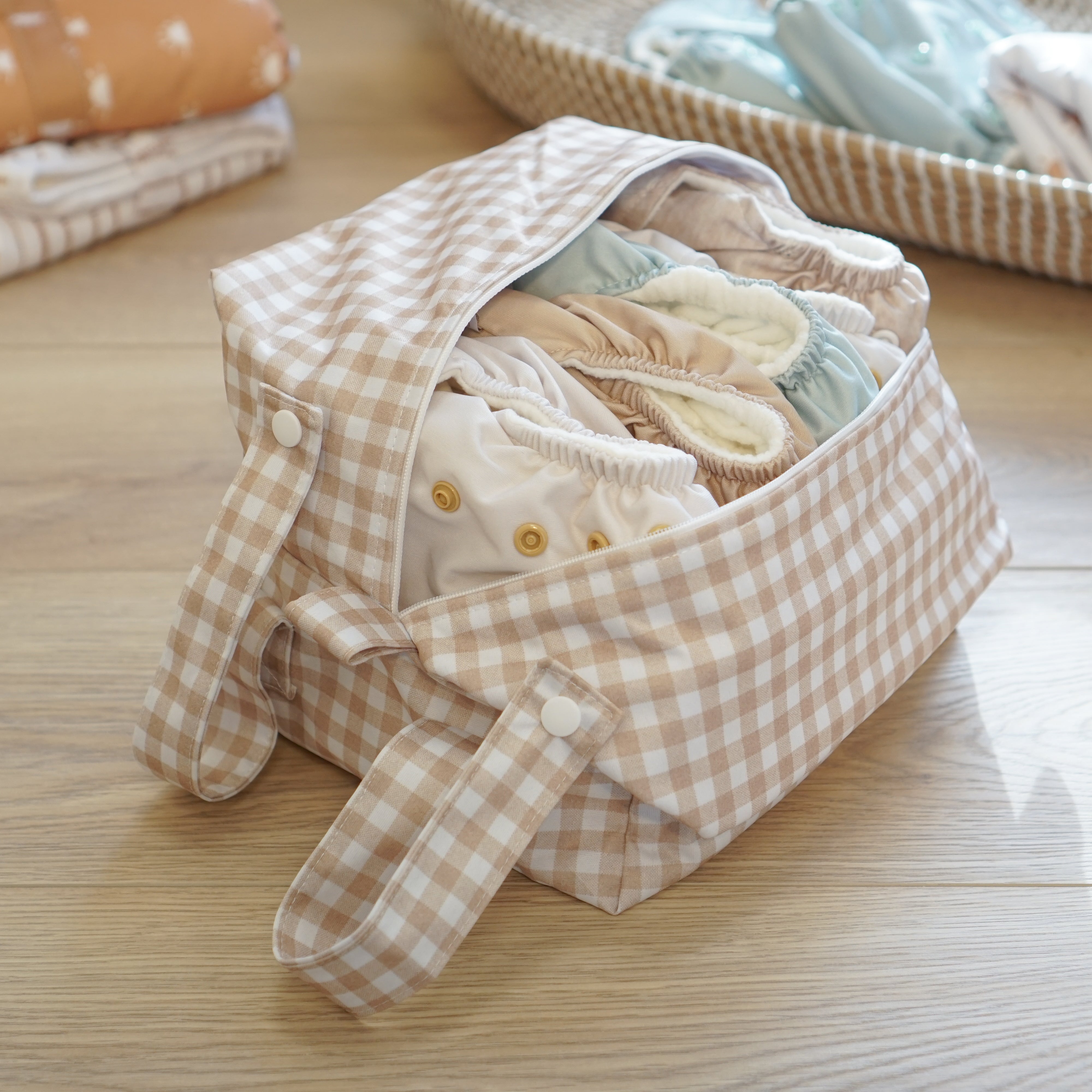 reusable nappy pod gingham