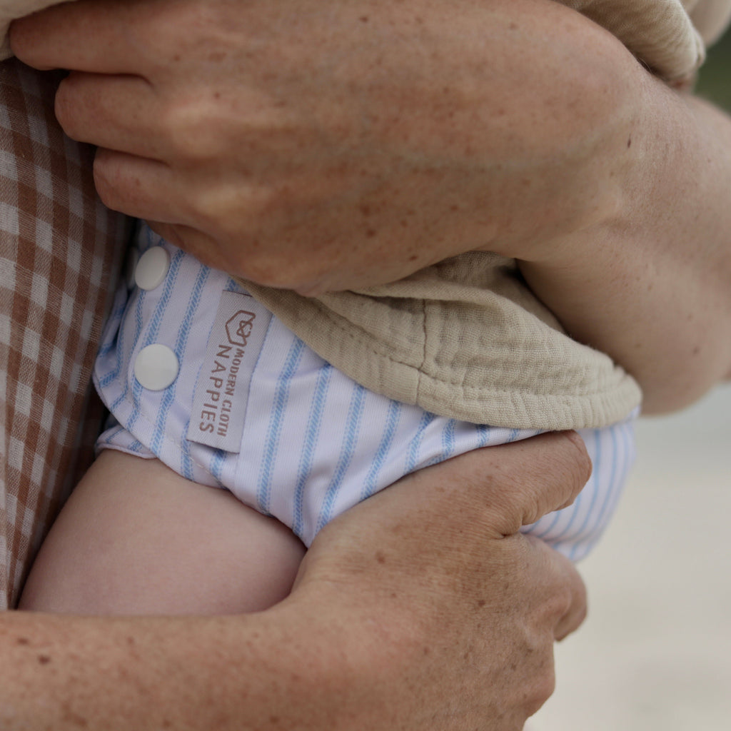 reusable swim nappy blue sail stripes